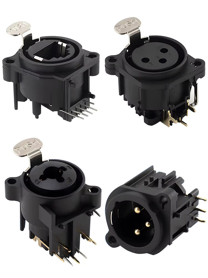 TITAK 10er Set XLR 3-polige Stecker und Buchsen in Schwarz, quadratisches PCB-Panel-Mount-Chassis als XLR-Adapter - Bild 4