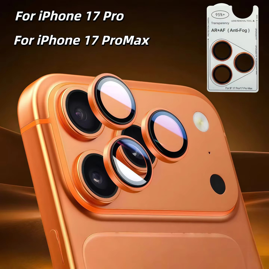 Apple AR Antibeschlag Gehärtetes Glas Schutzfolie für iPhone 17 16 15 14 13 Pro Max mit Rückfahrkamera-Schutz in Gold, Orange, Grau und Blau - Bild 2