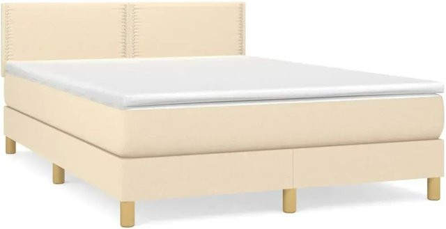 vidaXL Boxspringbett Hybrid mit Matratze und Taschenfederkern in Beige, B/T: 140 x 200 cm - Bild 1