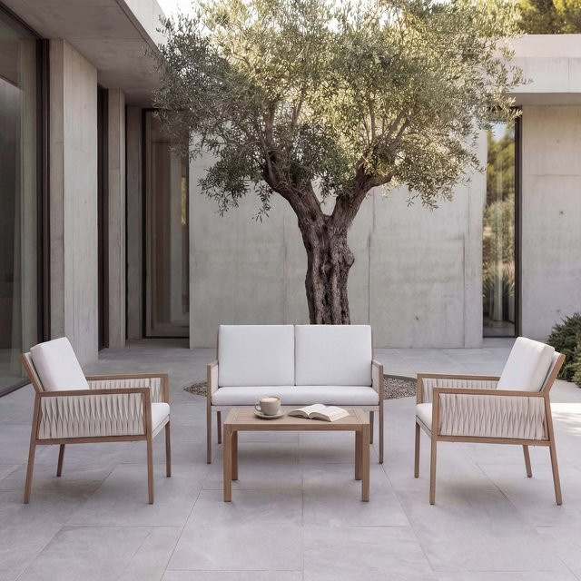 Garten-Garnitur MCW-Q12 Lounge-Set aus Polyrattan mit Olefin-Sitz- und Rückenpolstern in Weiß - Bild 1