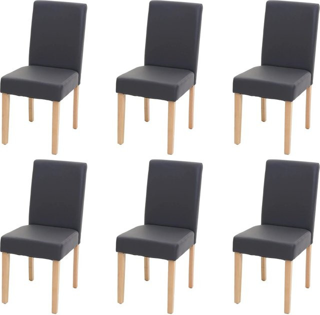 CHEFGASTRO Esszimmerstuhl 6er-Set aus Kunstleder in Grau mit hellen Holzbeinen, B/T/H: 90 x 43 x 56 cm, Sitzhöhe: 45 cm - Bild 1