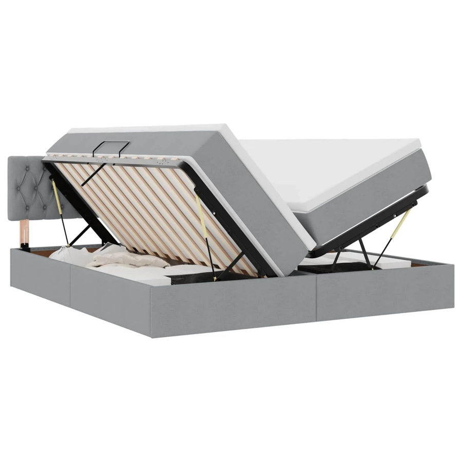 vidaXL Bett mit LED-Unterbettbeleuchtung und Lift-up-Funktion in Hellgrau, B/T: 200 x 200 cm - Bild 2