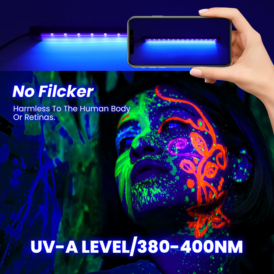 GAHADA UV-LED Schwarzlicht-Lichtleiste in Schwarz mit 10 W und USB-Anschluss für Party und Halloween (365–390 nm) - Bild 2