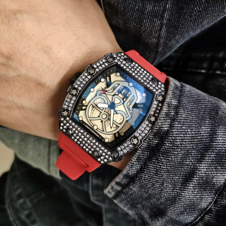 STARPERISH Armbanduhr, Tonneau, Quarz, Diamantbesetzt, Silber, Herren - Bild 1