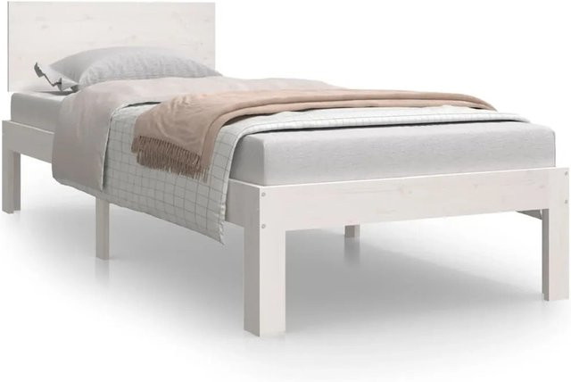 vidaXL Massivholzbett aus Kiefer in Weiß, modernes Kinderbett, B/T/H: 75 x 190 x 69,5 cm - Bild 1