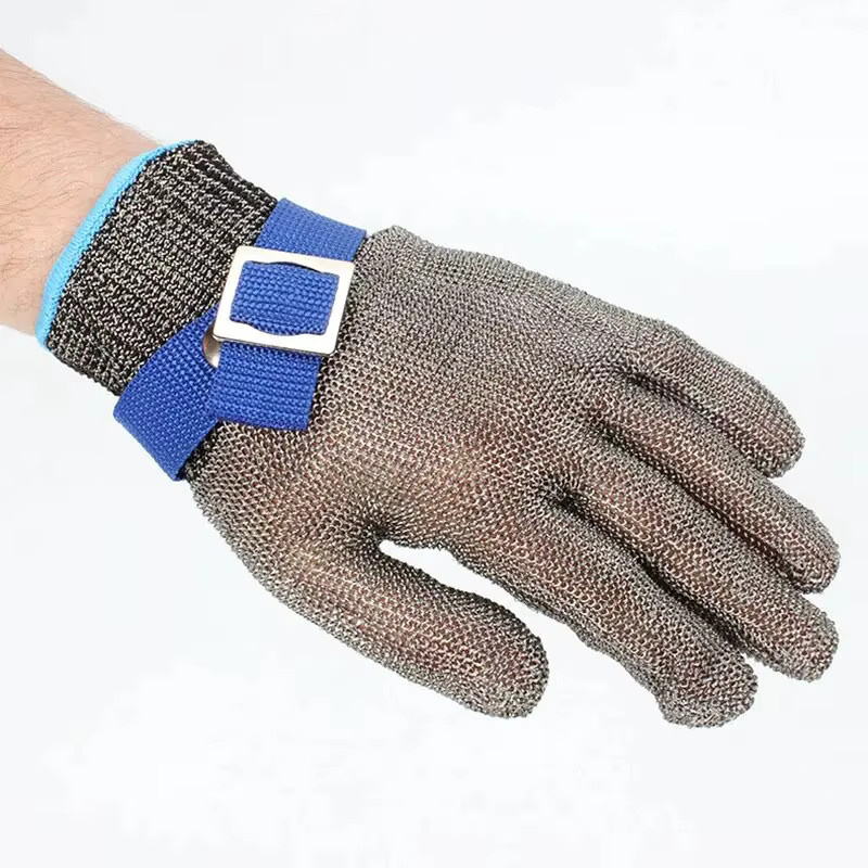 QHSPE Schnittfester Edelstahl-Netzhandschuh in Silber, Größe XL - Bild 6