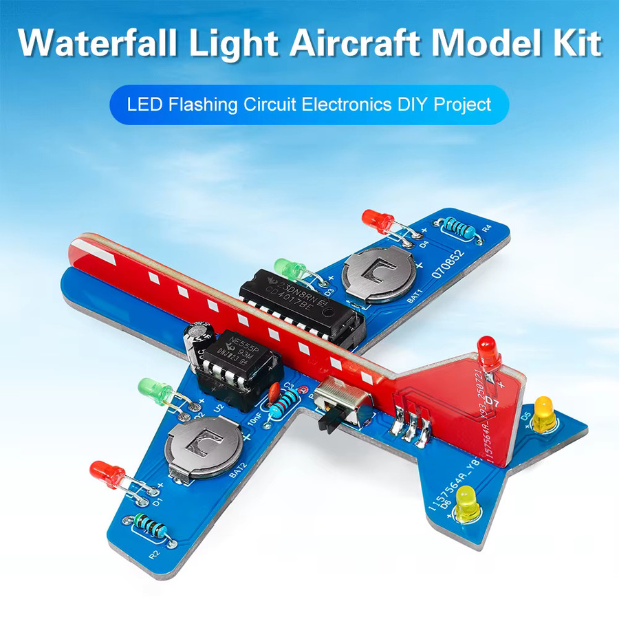Aideepen DIY Elektronische Kit Kleine Flugzeug, LED Flow Licht Lampe, Montage Kit - Bild 2