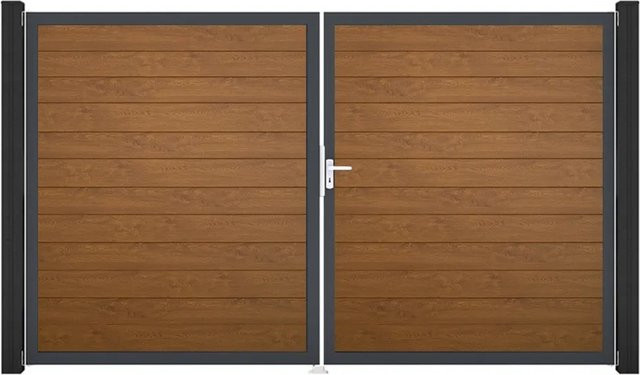 GroJa Tor Basicline Schmal 2-flügelig Golden Oak Rahmen B: 306 cm, H: 180 cm DIN Rechts - Bild 1