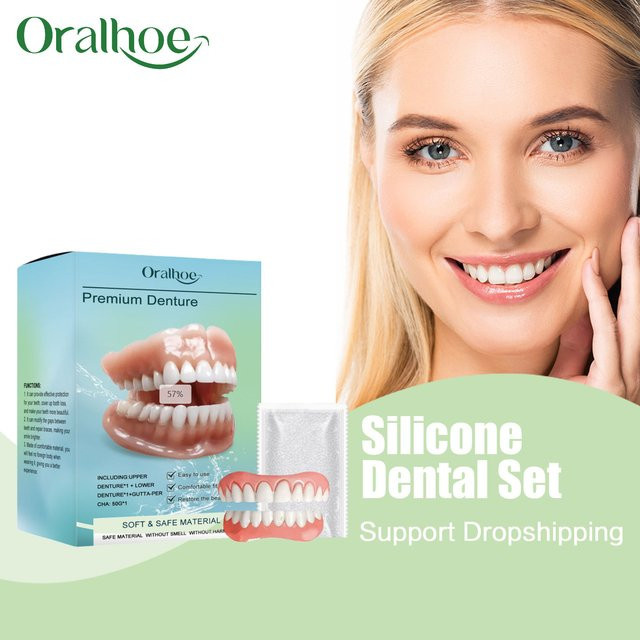 Oralhoe Silikon-Prothesenset, temporärer Zahnersatz für oben und unten - Bild 1