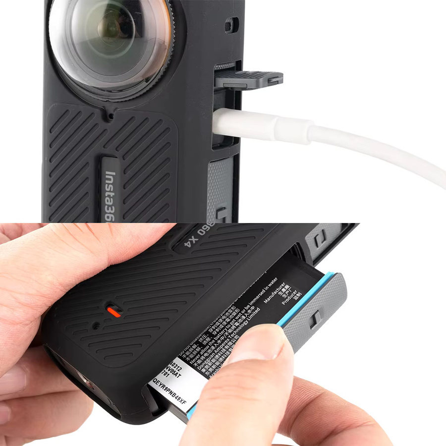 Insta360 X4 Zubehör Set: Gebogene weiche Displayschutzfolie, Silikonhülle und Objektivdeckel in Schwarz - Bild 2