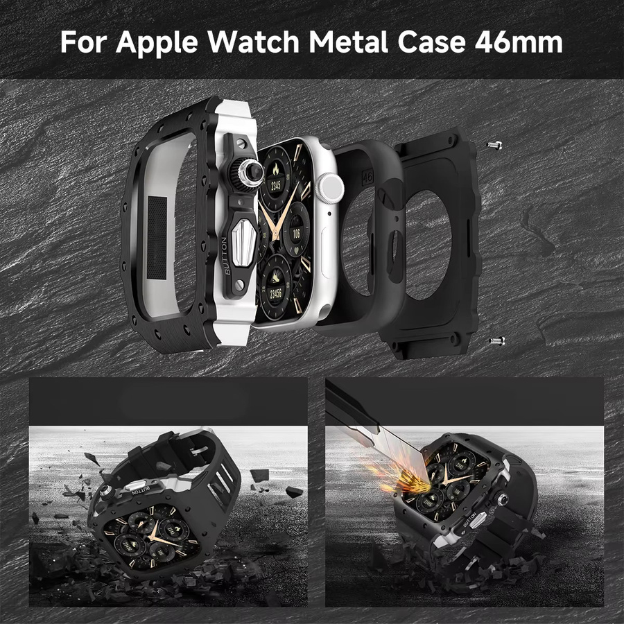 CAOWTAN Modifikationsset für Apple Watch, Edelstahl, Silikon, Silber, Unisex - Bild 3