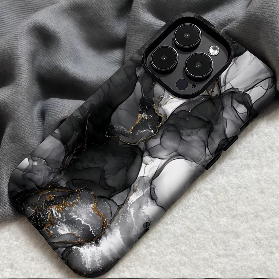 Potdemiel Handyhülle Ink Gold Swirl für iPhone 17 16 15 14 13 12 Pro Max Plus, stoßfeste doppellagige Rückseite, Gold/Multicolor - Bild 5