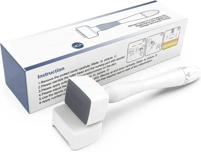 140A Derma Stempel Microneedling Gesichtsroller, Titan, Unisex - Bild 1