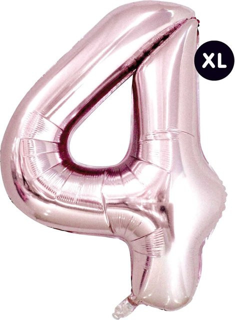 Rico Design Folienballon Zahl 4 in Rosa, Höhe: 86 cm - Bild 1