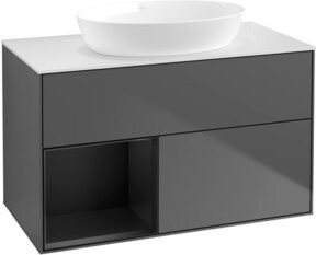 V&B Waschtischunterschrank Finion 100 in Weiß, Blau und Anthrazit mit Lackierung - Bild 1