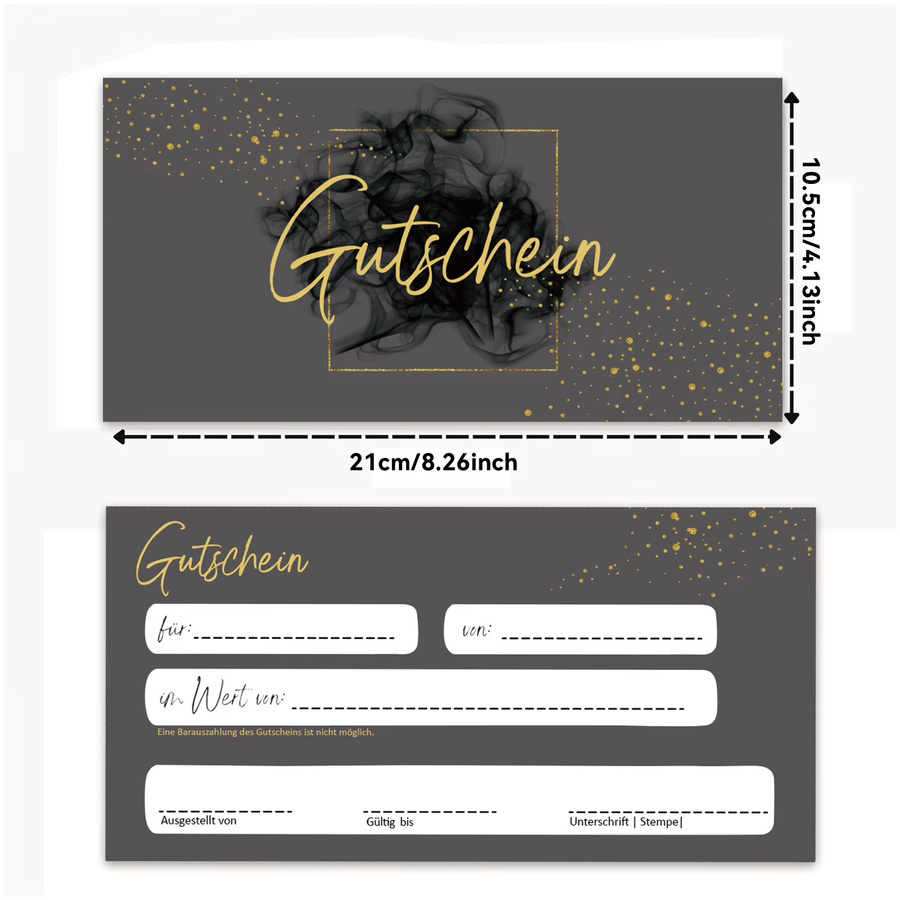 30 Stück leere Gutscheinkarten aus Papier in Grau zum Ausfüllen für Unternehmen und Gastronomie - Bild 3