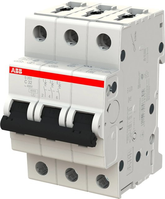 ABB Leitungsschutzschalter S203-C32 MCB 3-polig weiß - Bild 1