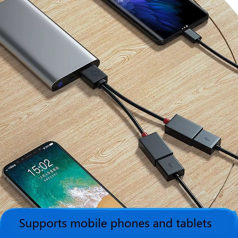 Multifunktionaler 1-zu-2 USB-Verteiler Adapter für Mobiltelefone und Tablets in Schwarz ohne Datenübertragungsfunktion - Bild 2