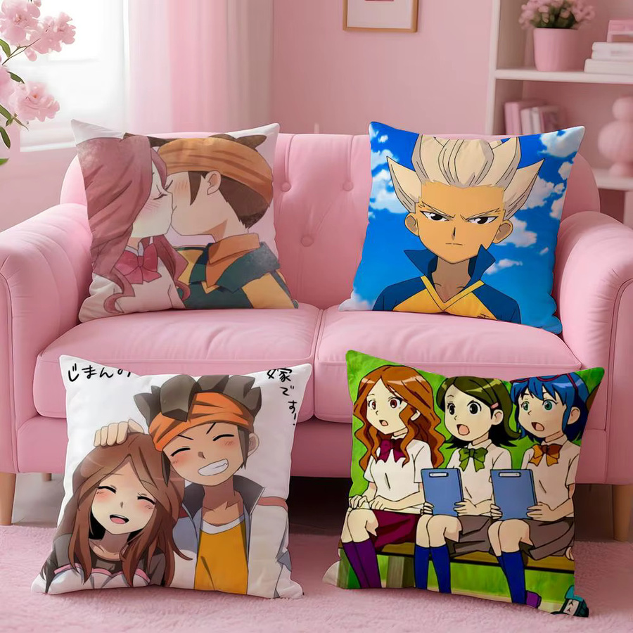 I-Inazuma E-Eleven Anime Kissenbezug aus weichem Plüschstoff, quadratisch, schwarz und mehrfarbig, Breite: 30,0 cm - Bild 2
