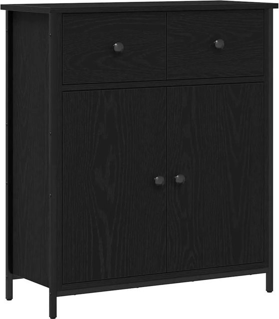 vidaXL Sideboard in Schwarz und Eichen-Optik, modernes Design für Wohnzimmer oder Esszimmer, B/T/H: 70 x 30 x 80 cm - Bild 1