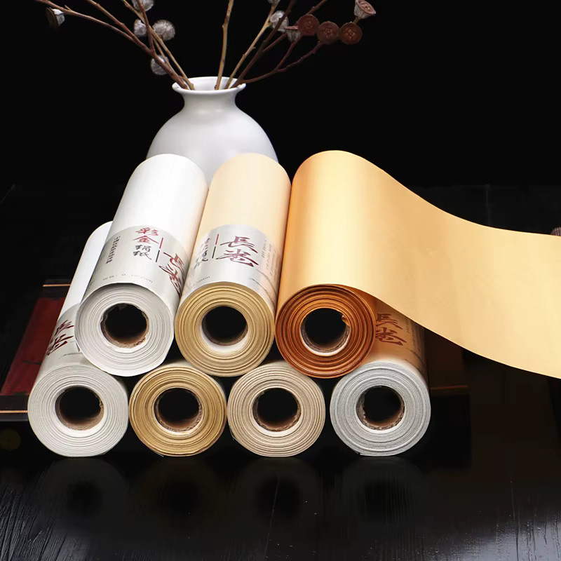 Mian Gen Chinesisches Seidenpapier Xuan Zhi Rollenpapier für Kalligraphie und Malerei in Silber und Mehrfarbig, Breite: 0,35 m, Länge: 10 m oder 20 m - Bild 2