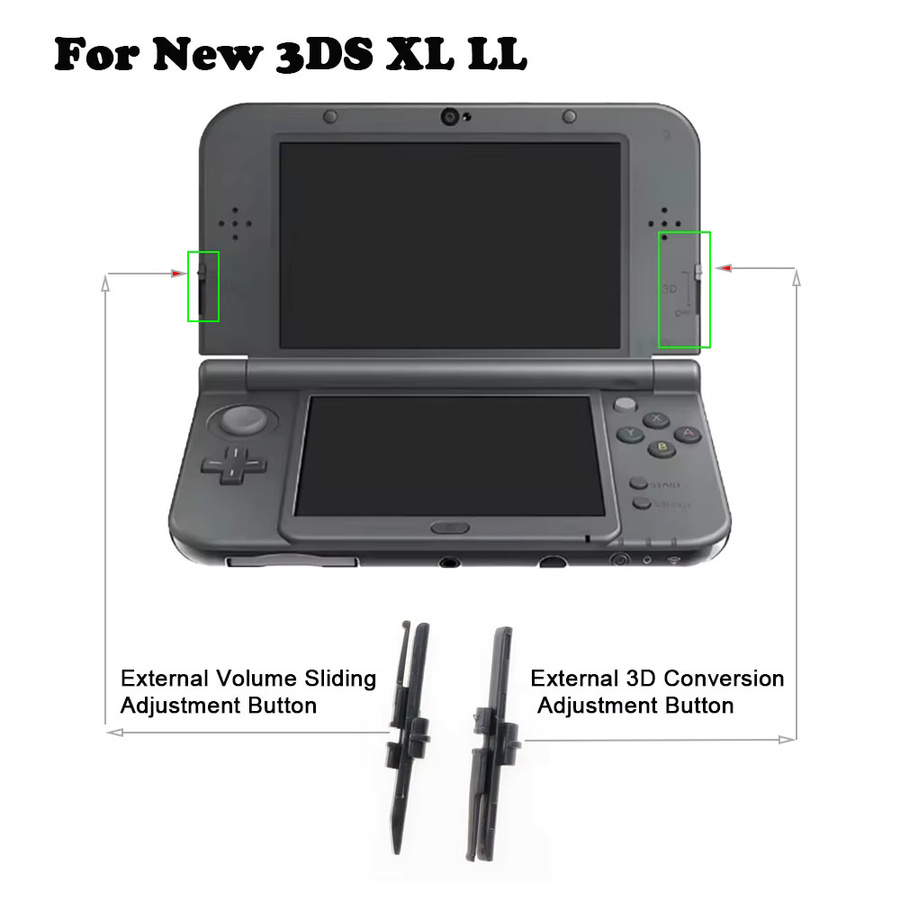 Ersatzknöpfe für Nintendo 3DS XL LL Spielkonsole zur externen Lautstärkeregelung und 3D-Einstellung in Gelb - Bild 3