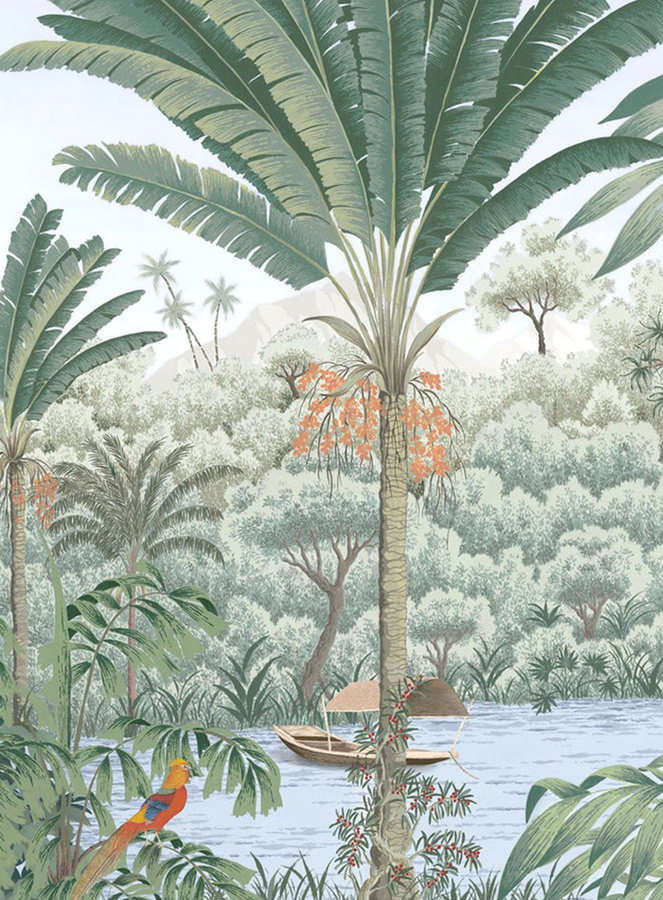 Isidore Leroy Mural Riviere des Parfums Naturel Wandtapete in Grün, Blau und Multicolour mit Natur- und Landschaftsmotiv - Bild 2