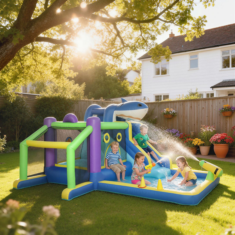 AIYAPLAY Hüpfburg mit Gebläse Hai-Design Wasserpark 8-in-1 für 3 Jahre - Bild 2