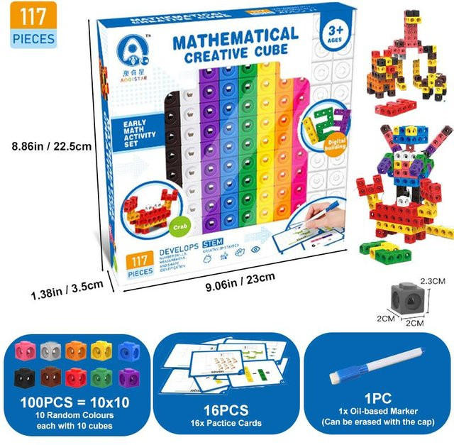 Mathematischer Kreativwürfel DIY Bausteine, 117-teiliges Set, multicolour - Bild 1
