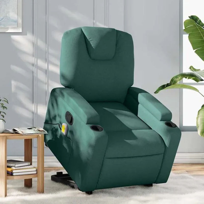 Massagesessel mit Aufstehhilfe von vidaxl in Dunkelgrün aus Stoff im modernen Design - Bild 1