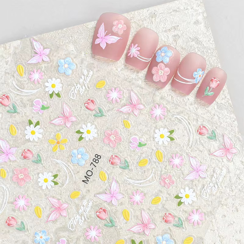 UR Sugar Nagelkunst-Aufkleber-Set, 3-teilig, Schmetterling-Blumen 3D - Bild 1