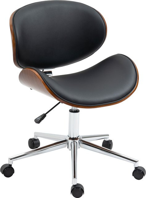 Vinsetto Bürostuhl im Vintage-Design mit Kunstleder und Pappelholz, Schwarz, B/T/H: 53 x 53 x 77-87 cm, Aosom - Bild 1