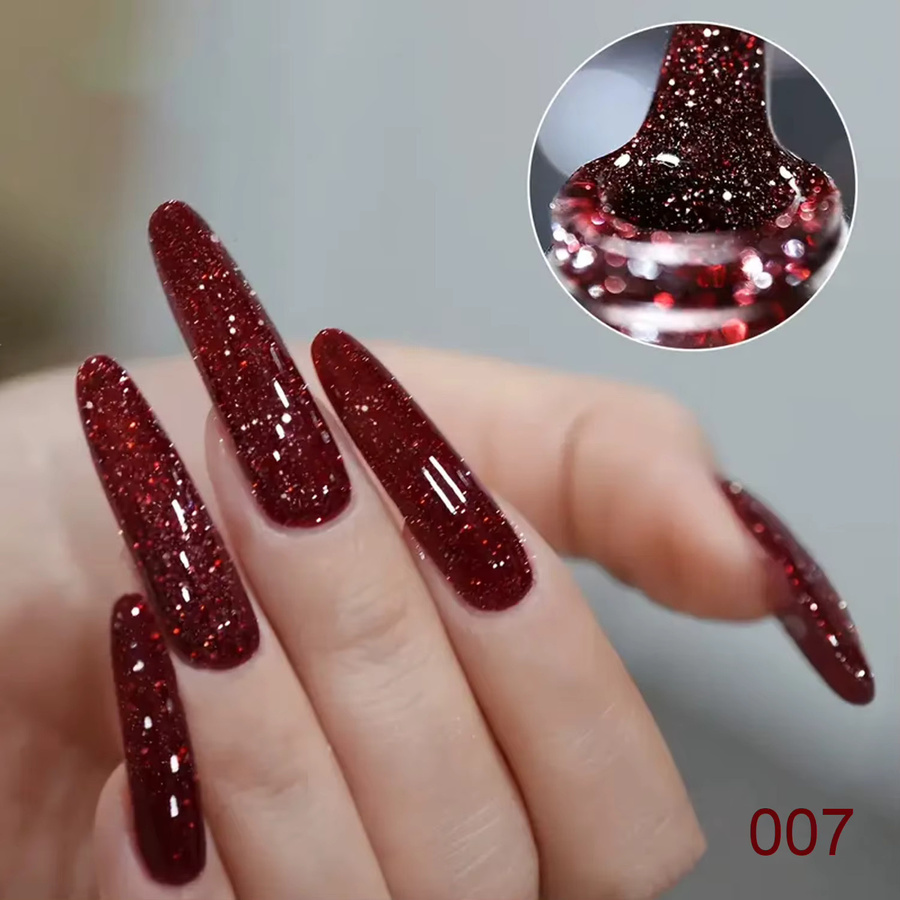 QAZIXU Gel-Nagellack-Set, rot, Glitzer - Bild 3