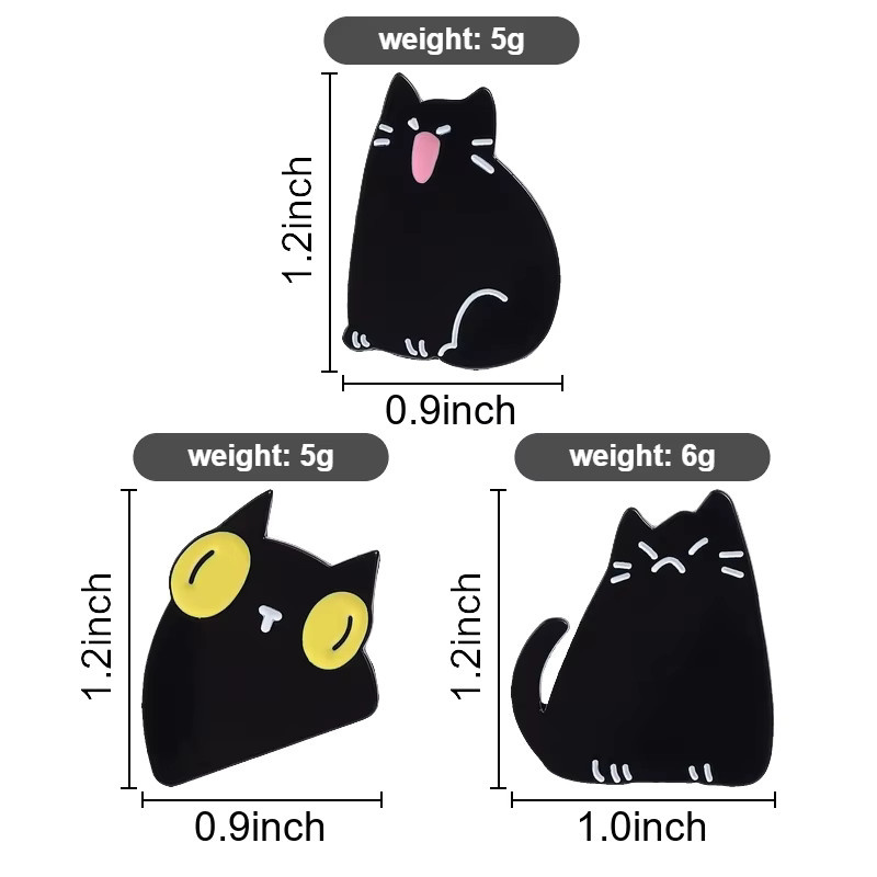 Miss Zoe Anstecknadel Schwarze Katzen Emaille, Unisex - Bild 2