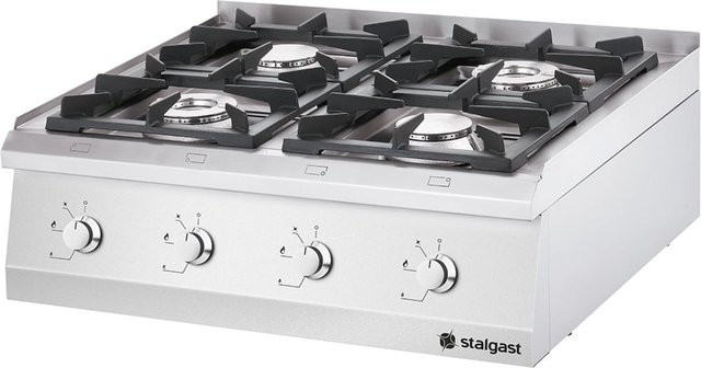 Stalgast Gas-Kochfeld aus Edelstahl mit 4 Brennern Serie 700ND als Tischgerät, silber, B/T/H: 80 x 70 x 25 cm - Bild 1