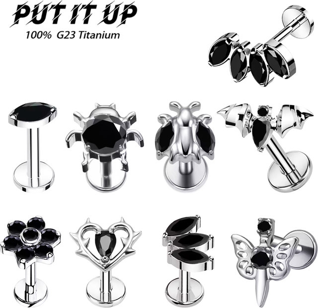 PUTITUP Ohrstecker-Set, Titan, Schwarz, Zirkonia - Bild 1