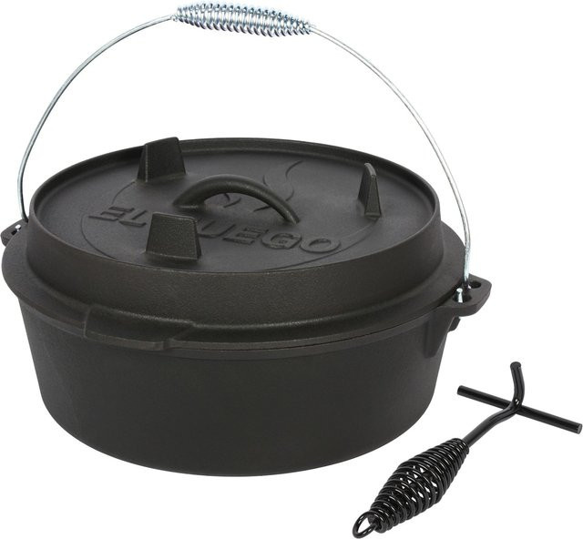 El Fuego Dutch Oven aus Gusseisen in Schwarz mit 7,3 l Fassungsvermögen - Bild 1