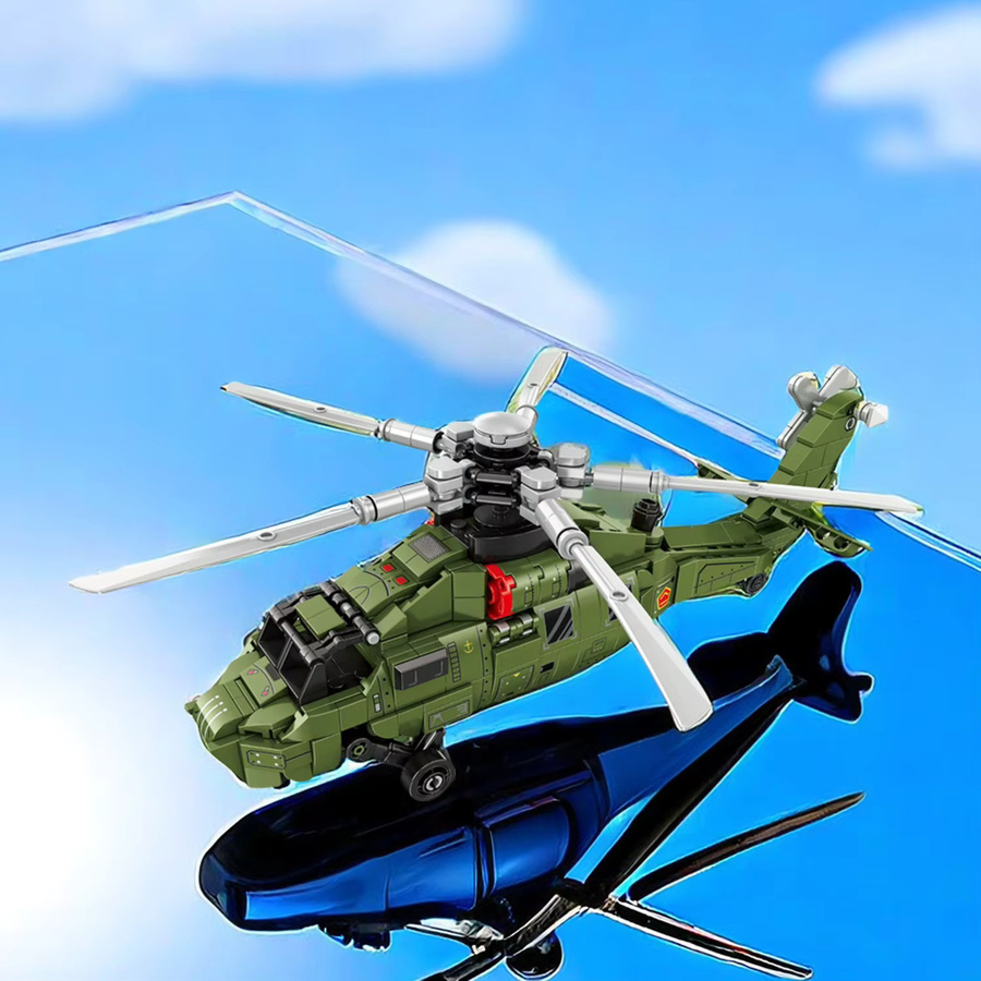 TYCOLE Hubschrauber Bausteine Set in Grün mit 478 Teilen aus Kunststoff zum Montieren - Bild 4