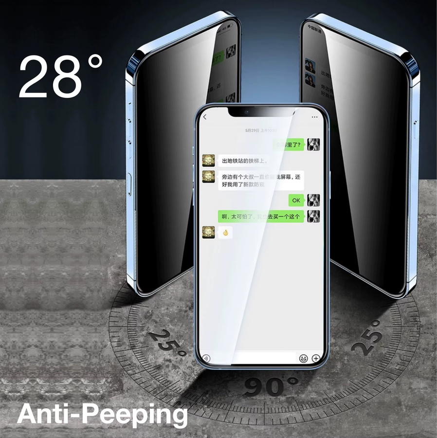 Anti-Spy Displayschutz aus gehärtetem Glas für Apple iPhone 15 14 13 12 11 Pro Max Plus XR XS X inklusive Installationsset, transparent - Bild 4