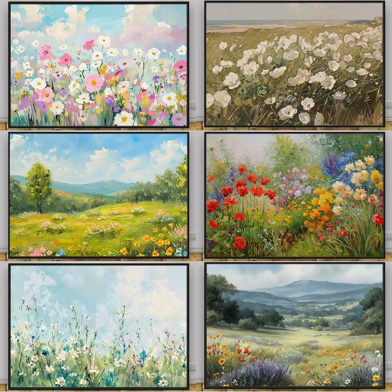 Potdemiel Kunstposter Wildblumenfelder als Leinwanddruck in Mehrfarben - Bild 1