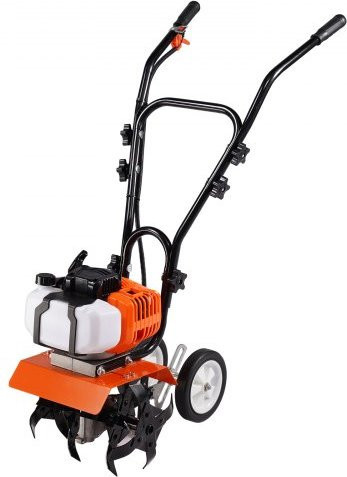 VEVOR Benzin-Gartenfräse mit 43cc 2-Takt Motor, Bodenfräse mit 4 verstellbaren Stahlvorderzinken zur Bodenbearbeitung, H x B x T: 91 x 111 x 44,8 cm - Bild 1