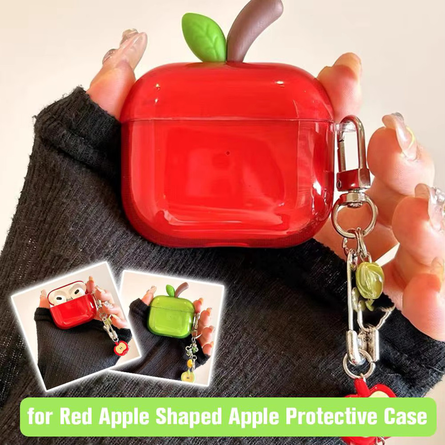 Stoßfeste TPU-Schutzhülle für Apple AirPods 4 und Pro 2 in Transparent, Rot oder Grün mit Trageriemen - Bild 1