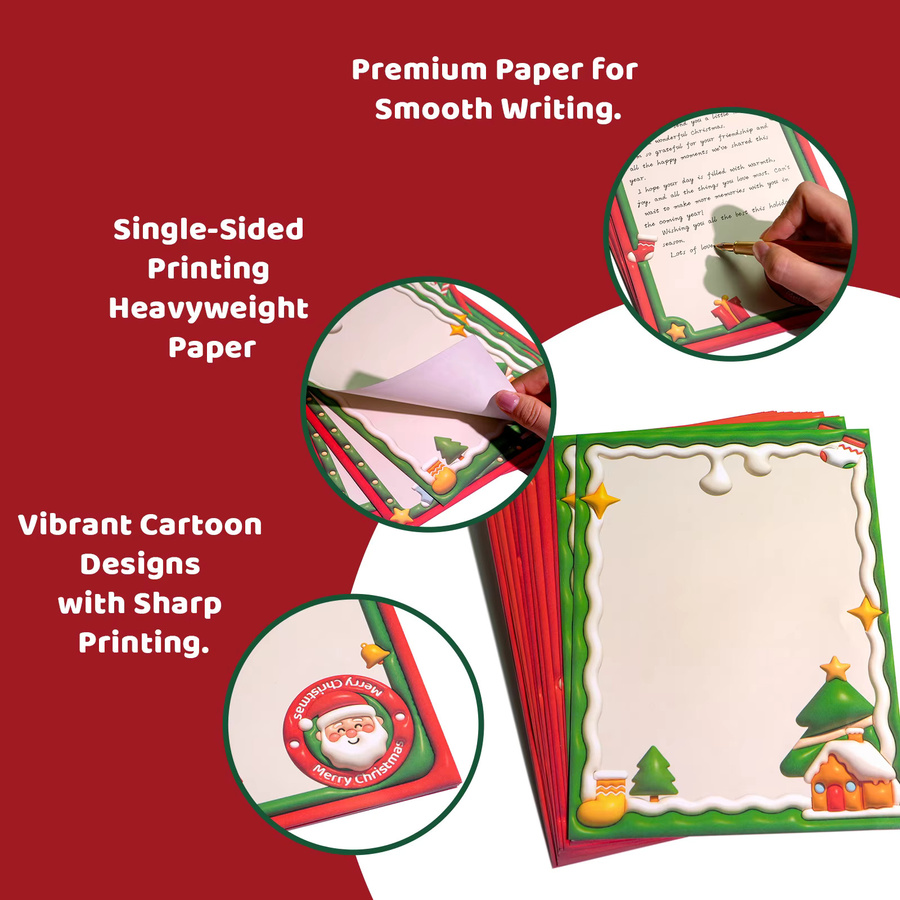 Hochwertiges Weihnachtsumschlag und Schreibwarenset mit Liebesbriefkarte in Multicolor aus Papier - Bild 5