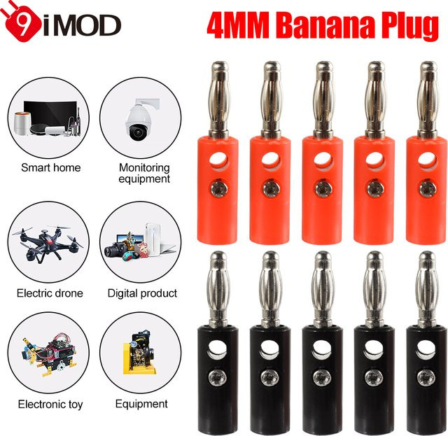 9IMOD Bananenstecker Set 10 Stück 4mm Audio Video Lautsprecher Kabel Adapter in Rot und Mehrfarbig - Bild 1