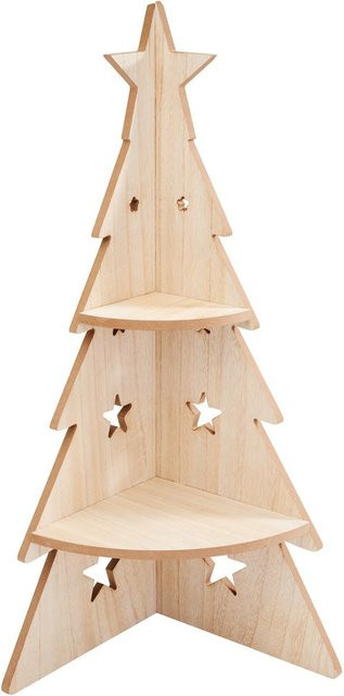 VBS Ecketagere Weihnachtsbaum Pyramide aus MDF-Holz in Braun - Bild 1