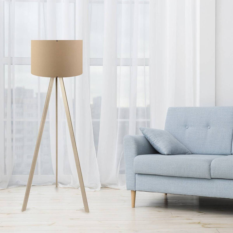 Opviq Stehlampe AYD-1518 in Eiche und Beige mit PVC-Stoff, E27, B/H/T: 38 x 140 x 38 cm - Bild 2
