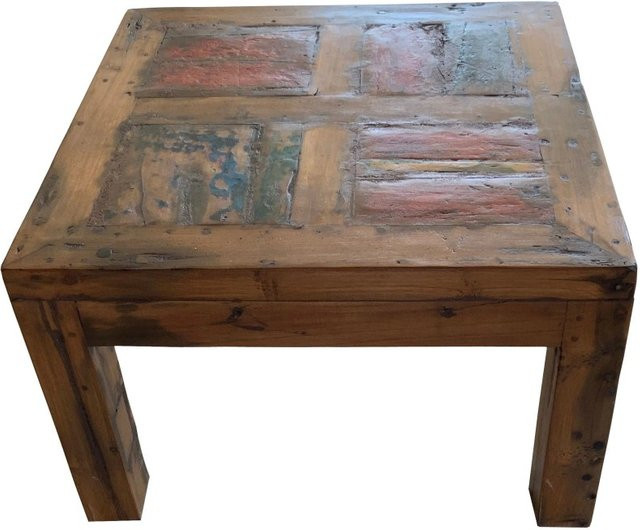 DELUKE Couchtisch JENS aus Teakholz in Van Dyck Braun mit rustikaler Optik, B/T/H: 70 x 45 x 70 cm - Bild 1