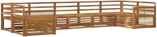 vidaXL Outdoor-Sofagarnitur aus Akazienholz in Braun, 7-teiliges L-Shape Set mit Ecksofas und Armlehnen - Bild 1