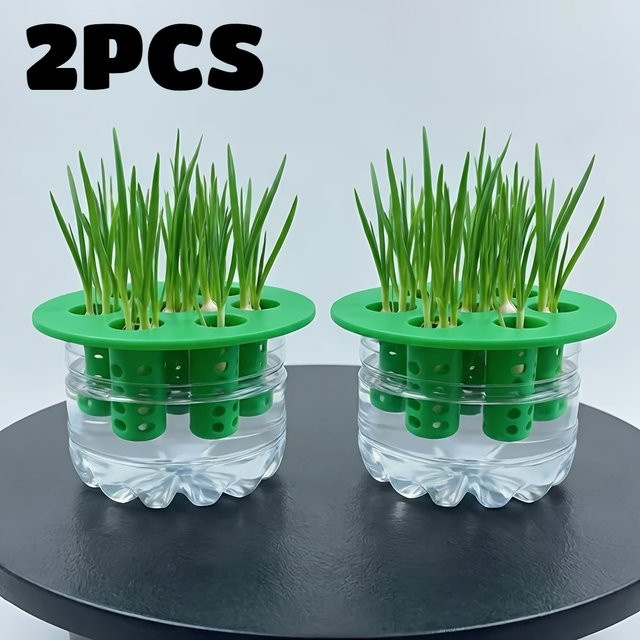 2er-Set YOCITY Garten-Pflanztopf in Blau mit 7 Löchern für Knoblauch und Frühlingszwiebeln, Hydroponik-Pflanzgefäß aus Kunststoff für Blumen und Gemüse - Bild 1