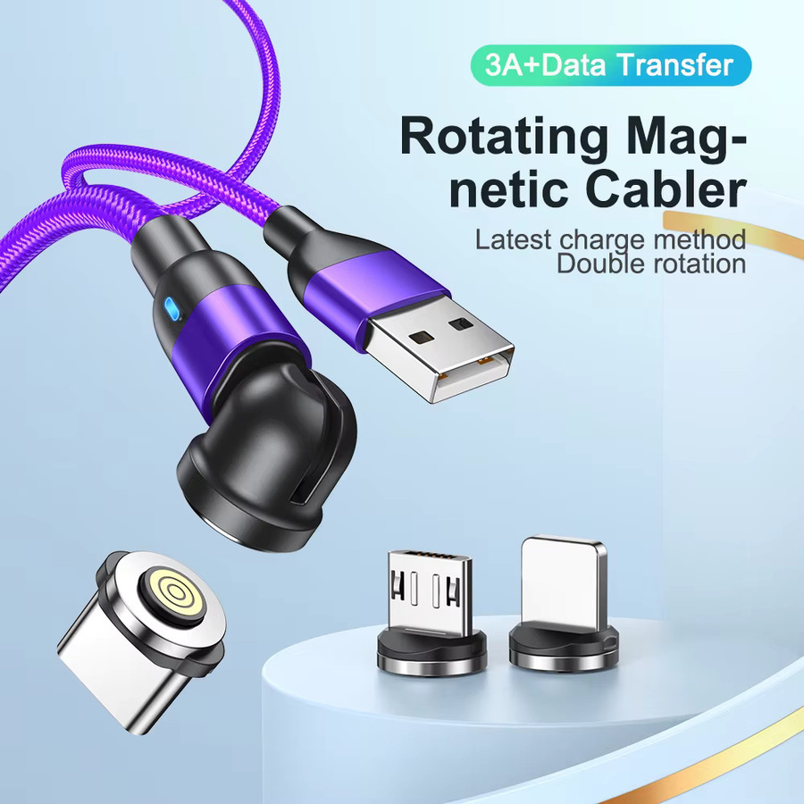 AUFU 540 Magnetisches Schnellladekabel mit 360 Grad Drehung für iPhone 16, Xiaomi, POCO und Redmi, Typ C und Micro USB, Farbe: Rot - Bild 2
